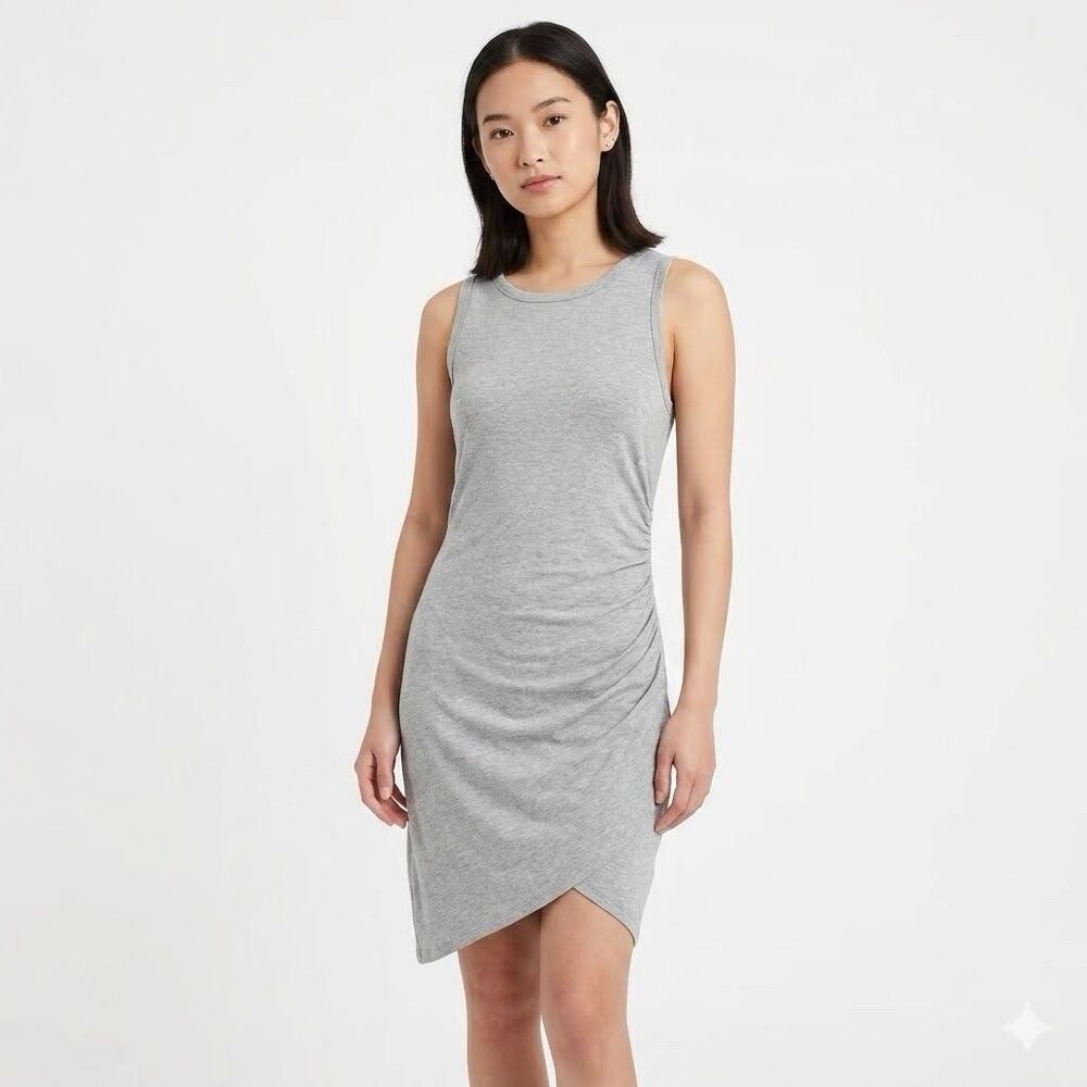 Altard State Dress Sm Asymmetrical Twist Front Pullover Heathered Tan Party XS